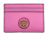 Versace Mini Medusa Pink Grainy Leather Slim Card Case Wallet