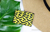 Versace La Greca Pineapple Multicolor Signature Coated Canvas Card Case Wallet