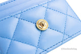 Versace Mini Medusa DV Blue Quilted Smooth Nappa Leather Card Case Wallet