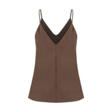 Brunello Cucinelli Brown Silk Sleeveles T-Shirt