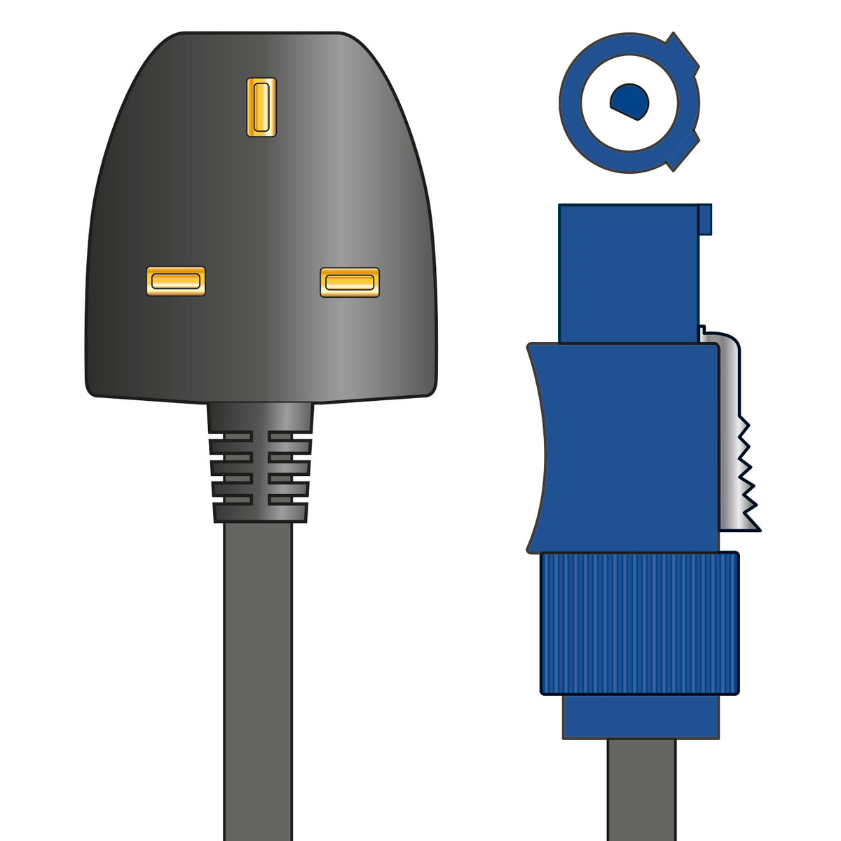 Citronic Twist and Lock to UK Plug Light & Sound Mains Cable 3.0m 114.092UK