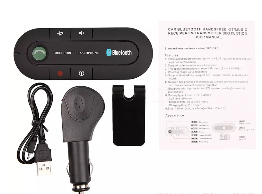 Bluetooth Headset Receiver for Car Sun Visor