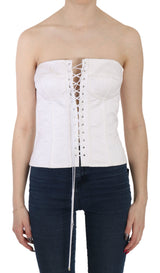 Dolce & Gabbana Elegant White Strapless Corset Top