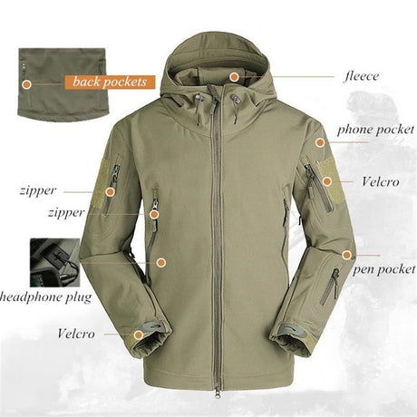 Men's Outdoor Waterproof Softshell Jacket for Hiking