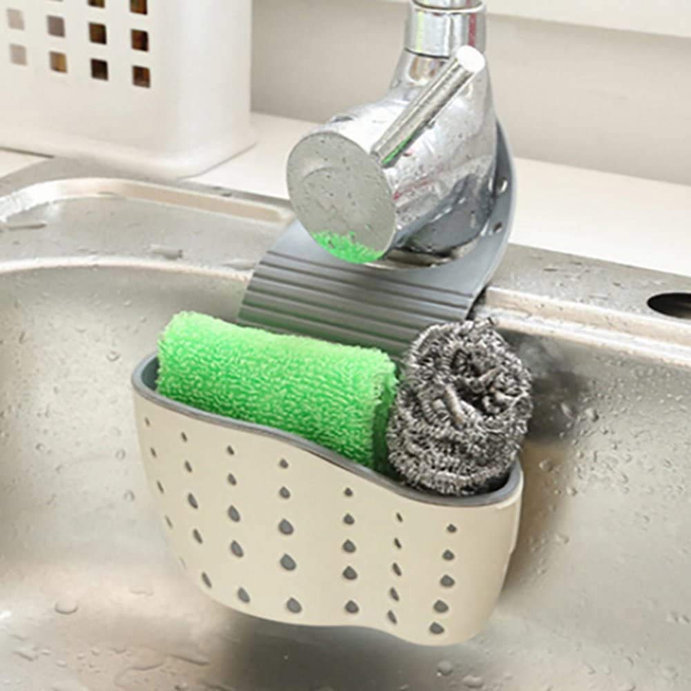 VANVENE Kitchen Sink Shelf Soap Sponge Drain Rack Holder Double Decker Hanging Basket Storage Suction Cup Kitchen Organizer Sink Accessories Wash Dropshipping-Beige1Pcs