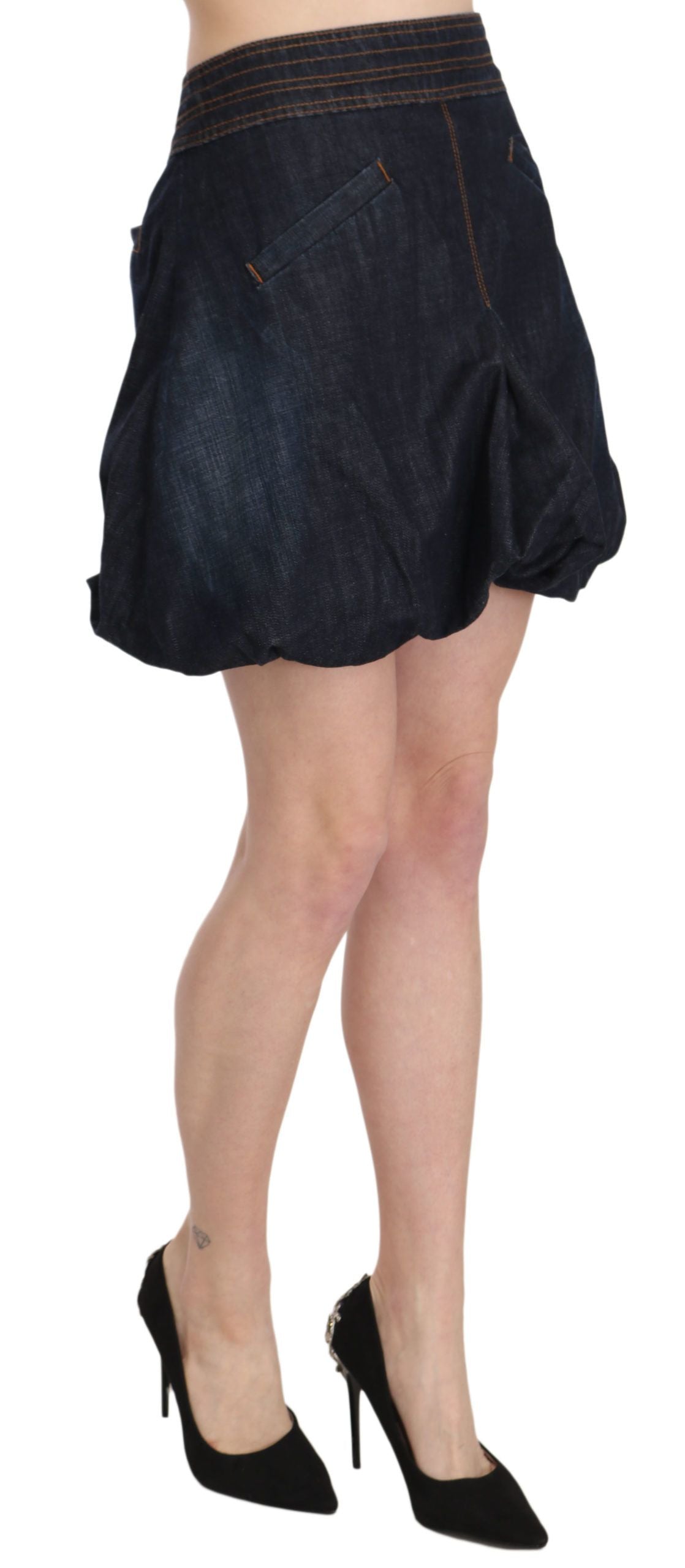 Exte Chic Dark Blue A-Line Mini Skirt