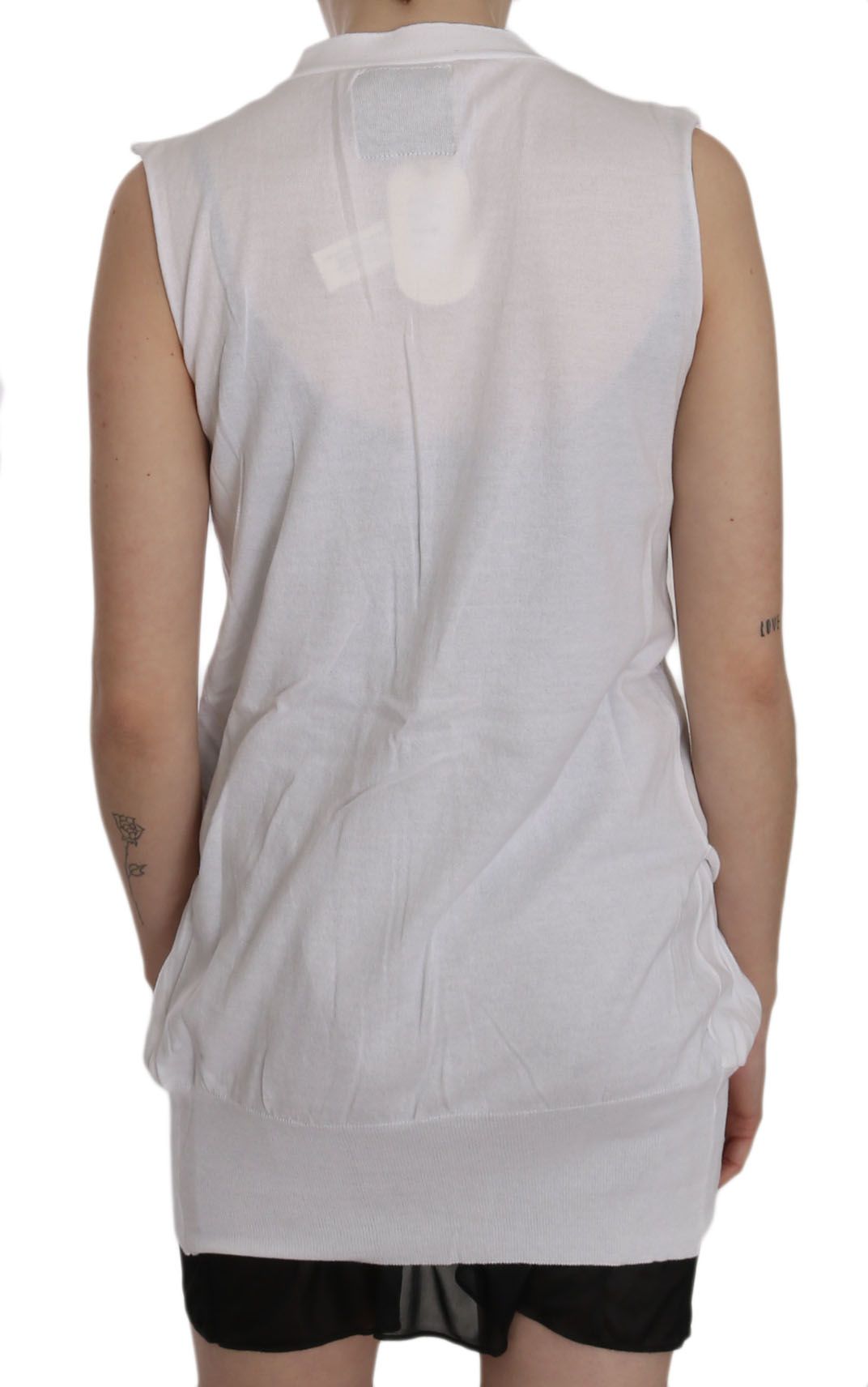 PINK MEMORIES Elegant Sleeveless Cotton Vest in Pristine White