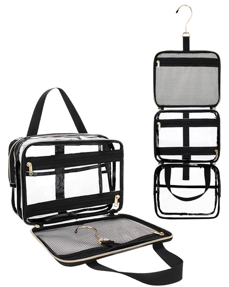 Hanging Toiletry Bag Travel Makeup Bag Clear TSA Toiletry Bag for Toiletries Full Sized Container Stand up Access to Toiletries for Women Men Makeup Organizer Case