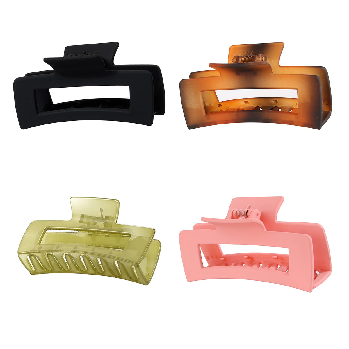 Mandalahuang Rectangle Claw Clips，Big Hair Claw Clips 4 Inches Nonslip Big Claw Hair Clips for Girls Strong Hold for Thick Hair Accessories (4 Packs)