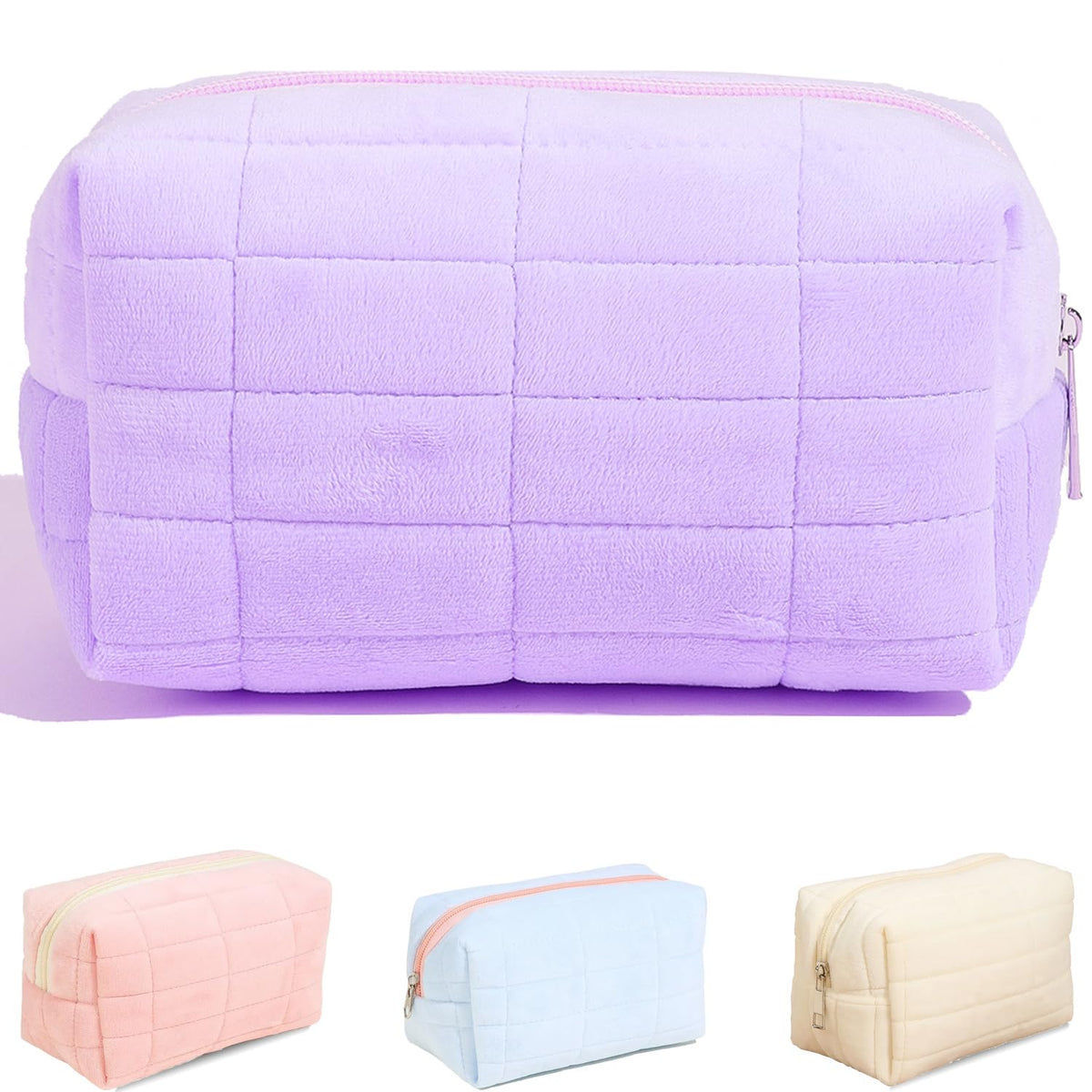 Travel Makeup Bag Puffy Padded Cosmetic Bag Make Up Organizer Case for Women Small Toiletry Bag Skincare Pouch for Toiletries Accessories Brushes