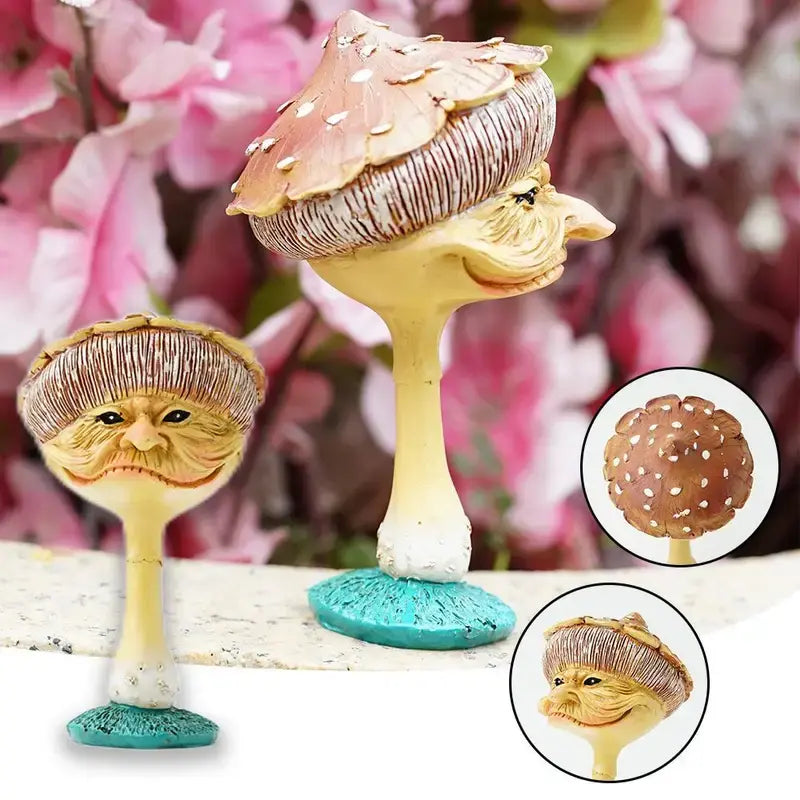 Mushroom Goblin Statue - Miniature Resin Garden Decor