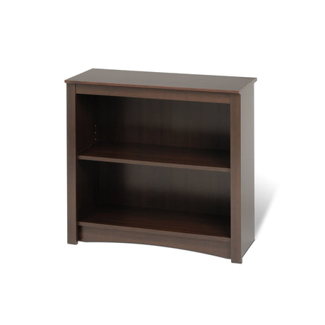 Prepac Sonoma 2-Tier Bookcase 29"H with 1 Adjustable Shelf Espresso Storage Cabinet Modern Display Cabinet Bookshelf with Storage Shelves for Home Office Living Room Bedroom Organizer