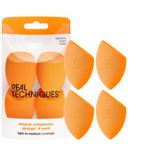 Real Techniques Miracle Complexion Sponge Makeup Blender for Liquid and Cream Foundation Full Coverage Streak-Free Professional Makeup Tool Cruelty Free Vegan Latex Free 4 Count