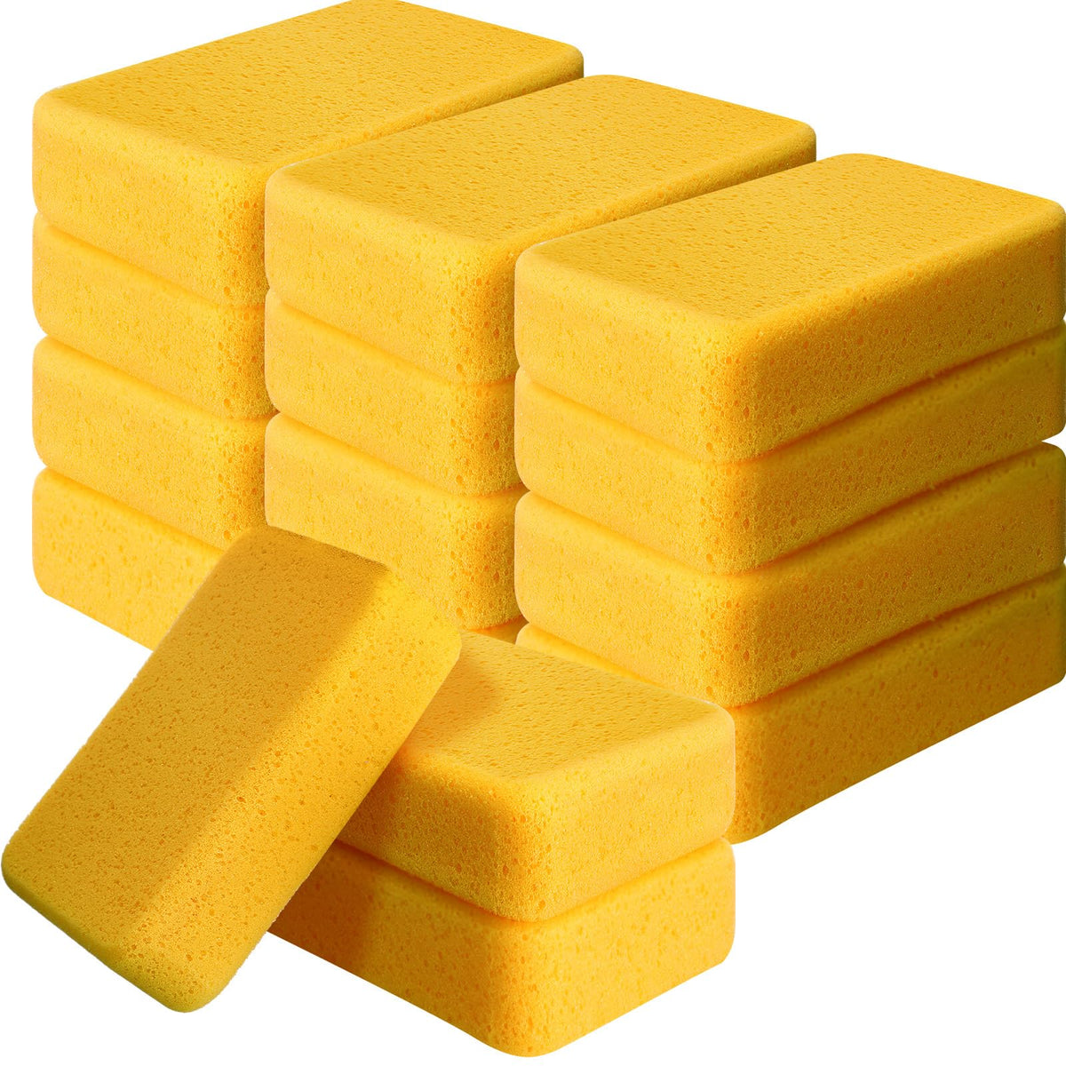 Tioncy 12 Pcs Large Sponges Bulk 7.5 x 5.5 x 1.9 Inch Grouting Sponge Set Car Wash Sponge Cleaning and Washing Sponge Commercial Sponges Large All Purpose Sponge for Cleaning Dishes Car Tile Bike