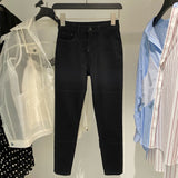 Icy Silk High Waist Straight Leg Stretch Denim Pants