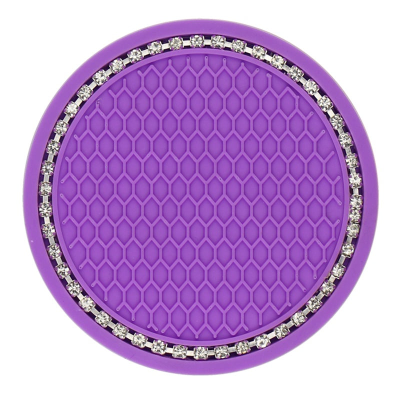 Creative Honeycomb Car Cup Holder Mat with Rhinestones
