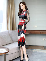 Velvet Midi Dress for Women - Chic Autumn Layering