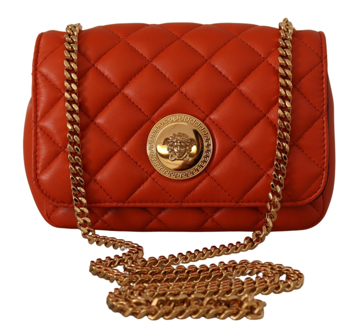 Versace Red Nappa Leather Medusa Small Crossbody Bag - Women's