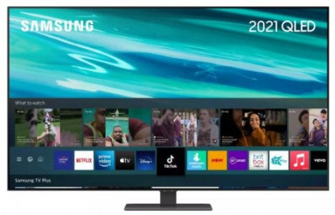 SAMSUNG TV 55'' Q80A, 3840X2160 UHD, 4K, QLED, SMART, 3800 PQI, 120HZ, HDR 10+, QUAD-CORE, HDMIx4, USBx2, ETHERNET, STYLISH Q, CARBON SILVER