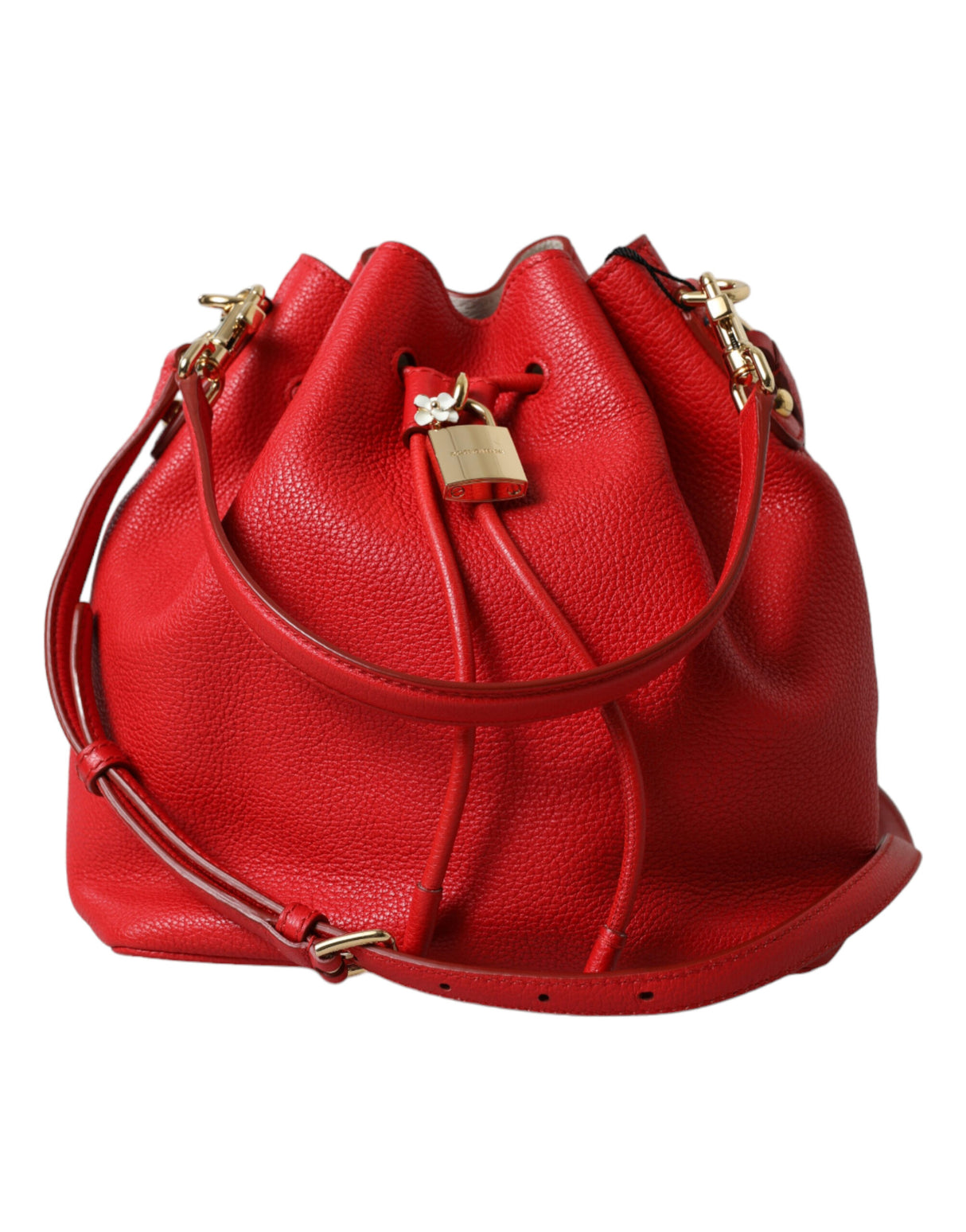 Dolce & Gabbana Red Leather Claudia Drawstring Bucket Women Bag - Women's