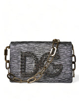 Dolce & Gabbana Silver DG Girls Swarovski Clutch Shoulder Chain Strap Bag - Women's