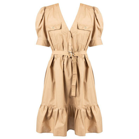 Pinko Short Cotton Dress Beige - Women's