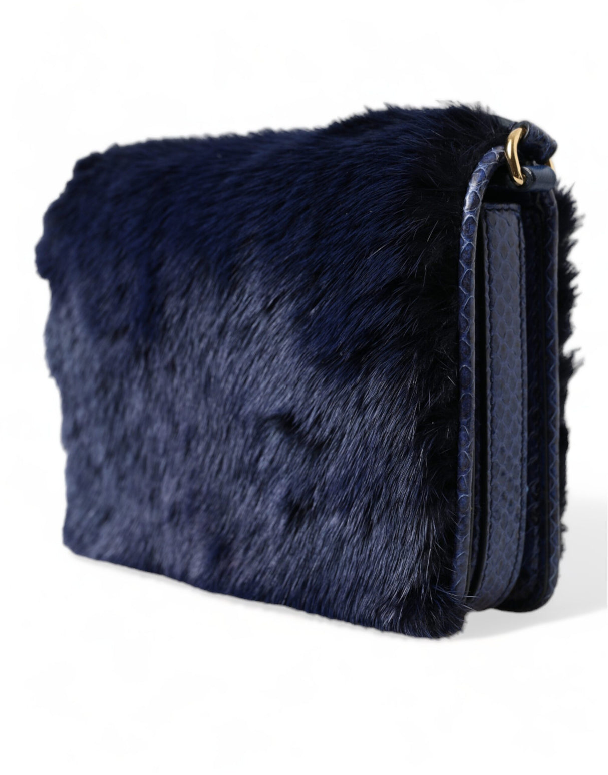 Dolce & Gabbana Dark Blue Fur Ayers Lily Twist Crossbody Shoulder Bag - Women's