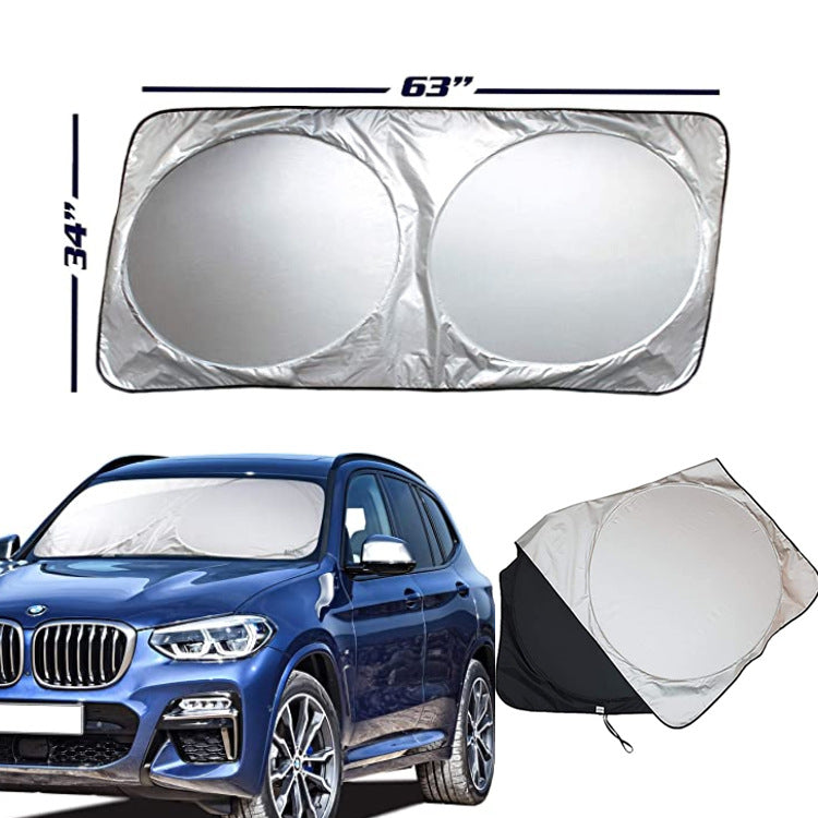 Car Sunshade with Double Circle Silver Coating 150*70CM