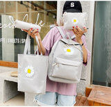 Daisy Print Backpack Set for Students (4 Pieces)