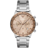 Emporio Armani Bronze and Silver Steel Chronograph Watch - Men's