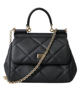 Dolce & Gabbana Black Quilted Leather Borse Top Handle Shoulder SICILY Bag - Women's