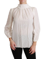 Dolce & Gabbana Elegant White Silk Turtle Neck Blouse