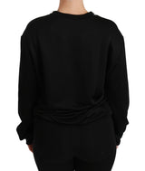 Dolce & Gabbana Black Cotton Crewneck Pullover Sweater