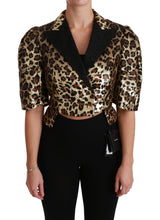 Dolce & Gabbana Gold Leopard Print Short Sleeve Blazer