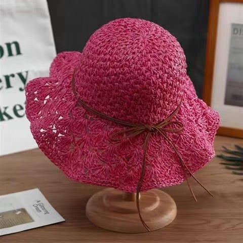 Handmade Crochet Straw Hat - Fashionable Accessory