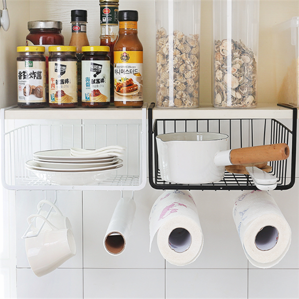Storage Rack with Hanging Baskets and Organizers