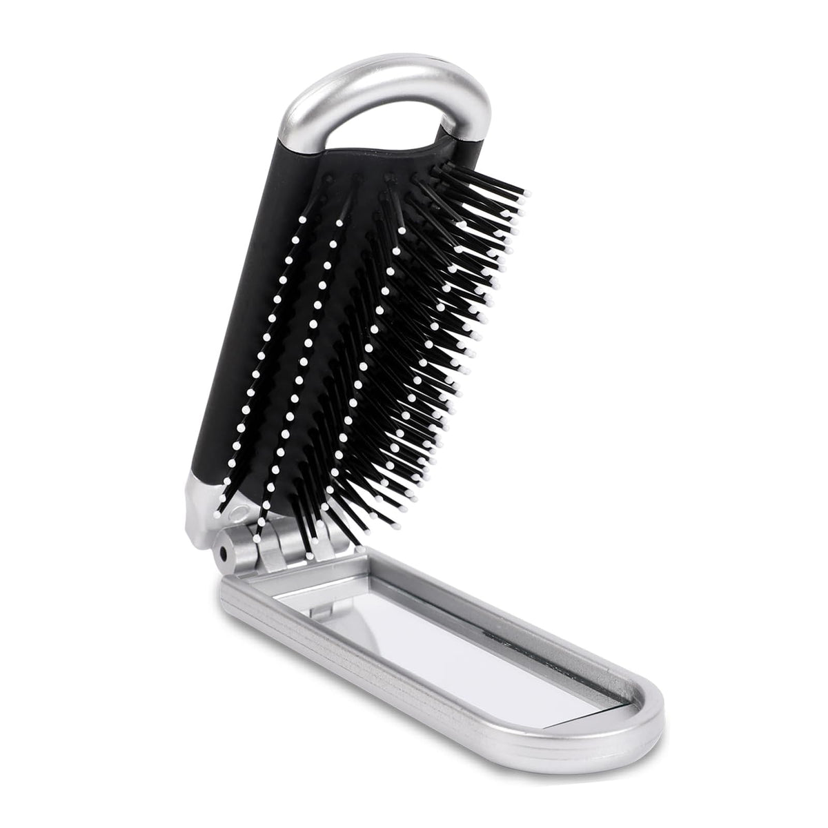 Mini Hair Brush for Women Men and Girls Small Folding Travel Detangling Hairbrush with Purse Mirror Portable Pocket Size Hair Massage Comb Compact Foldable Hair Styling Tool for ThinShortWet Hair