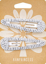 KANPRINCESS Hair Clips 2Pcs 3.1Inch Rhinestone Silver Hair Accessories Hair Barrettes for Women Girls Bridal Wedding Party Prom
