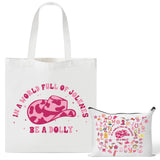 CZgfva 2Pcs Western Pink Cowgirl Hat Canvas Makeup Tote Bag Set Inspired Country Music Cosmetic Pouch Foldable Reusable Grocery Folding Shopping Hand Bag Country Music Lovers Fans Gifts for Women