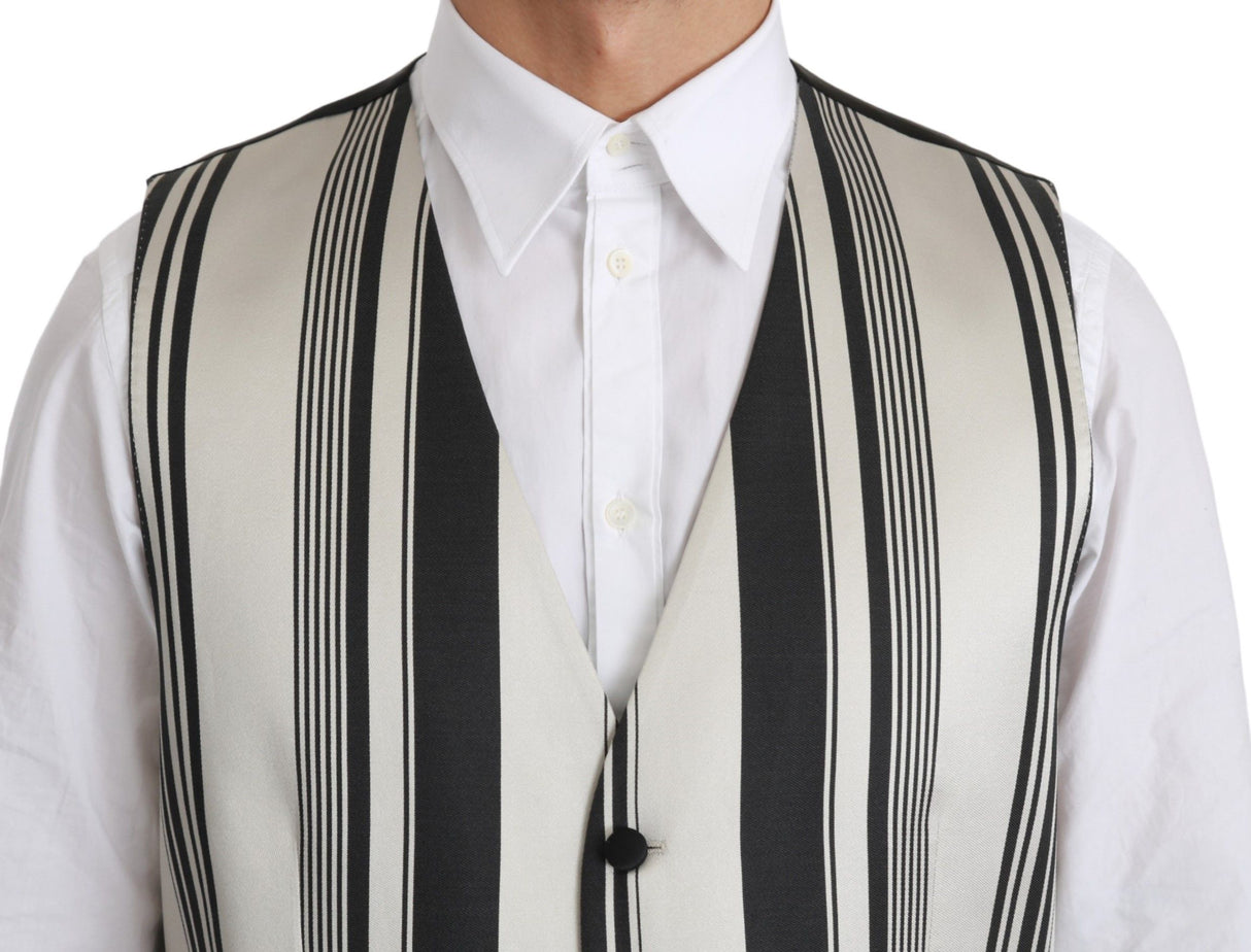 Dolce & Gabbana Stripe Cotton Silk Dress Vest