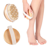 Wooden Bath Brush with Massage Beads and Round Head