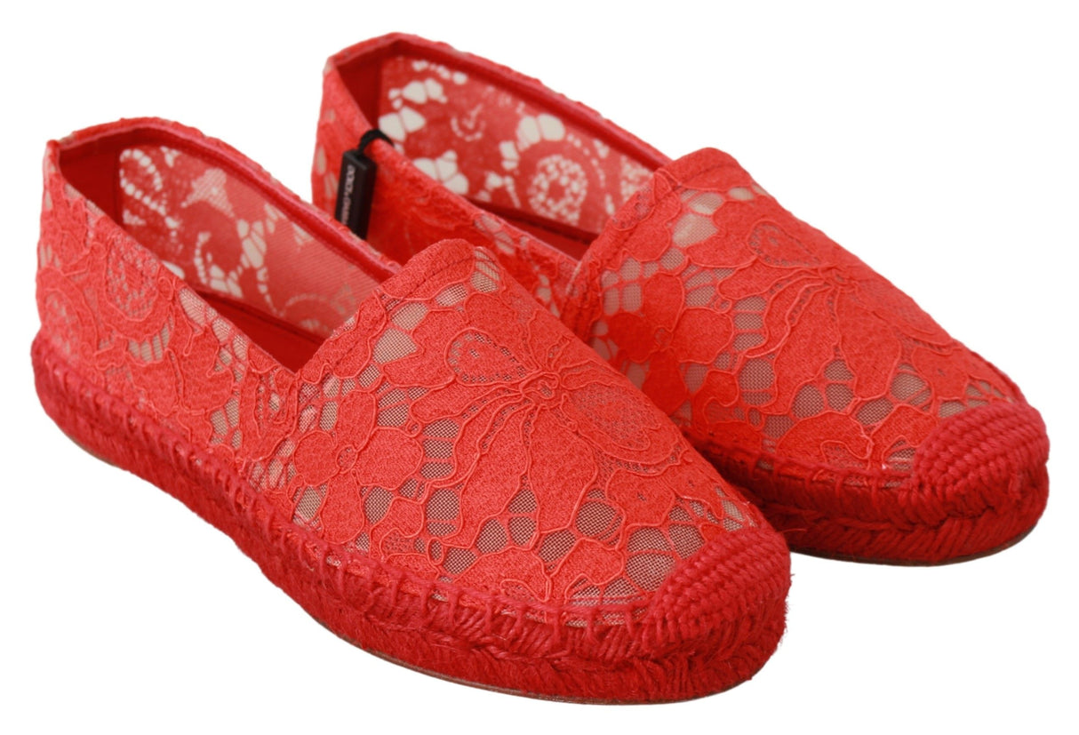 Dolce & Gabbana Red Viscose Espadrilles Flat Shoes