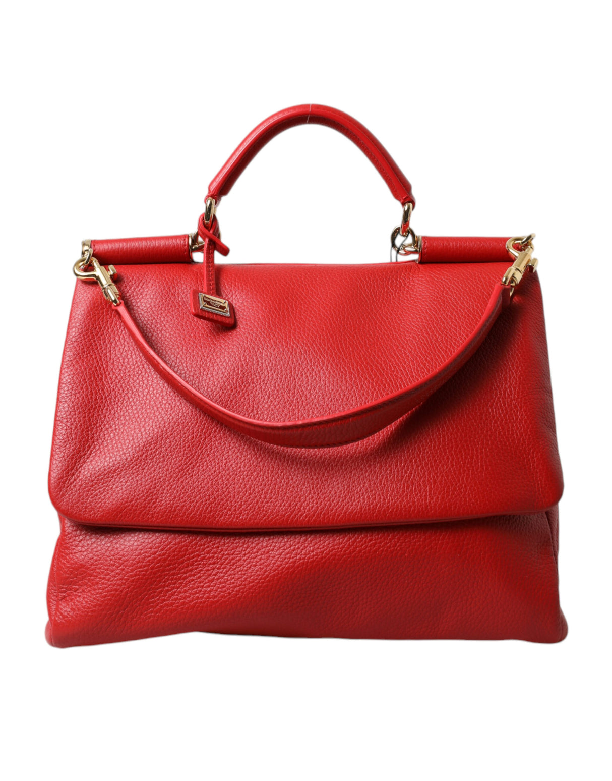 Dolce & Gabbana Red Leather Large Miss Sicily Top Handle Women Bag - Women's