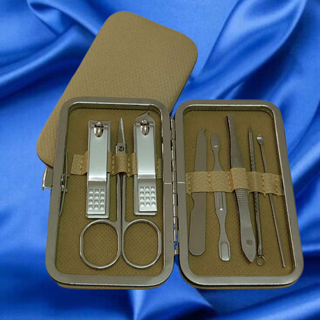8-Piece Colorful Nail Care Tool Set in Stainless Steel