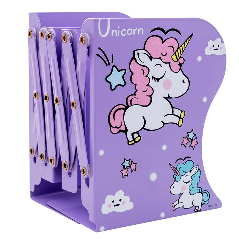 Foldable Bookshelf with Unicorn Design and Storage