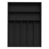 Unibambou Sliverware Organizer Bamboo Kitchen Drawer Organizer Flatware Organizer Tray Holder for Sliverware Utensil & Cutlery (7 Slots Black)