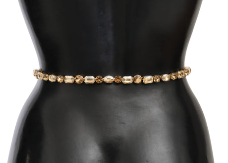 Dolce & Gabbana White Leather Crystals Waist Belt