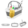 Collapsible Mop Bucket Basin Tub with Handle and Wheels 12L (3.2 Gallon) Foldable Small Plastic Container for Household Cleaning Car Washing Portable Basket Bin Tool for Storage Organizer Grey