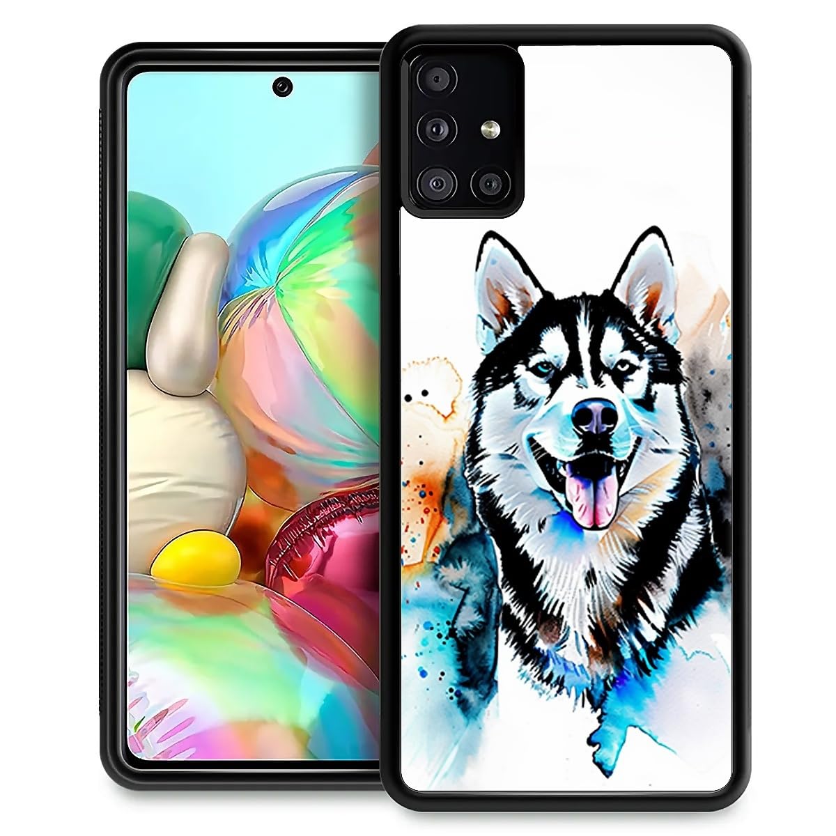 CARLOCA Compatible with Samsung Galaxy A71 5G Case Ink Drawing Dog Funny Husky Fashion Pattern Design for Girl Shockproof Anti-Scratch Hard PC Back Case for Samsung Galaxy A71 5G