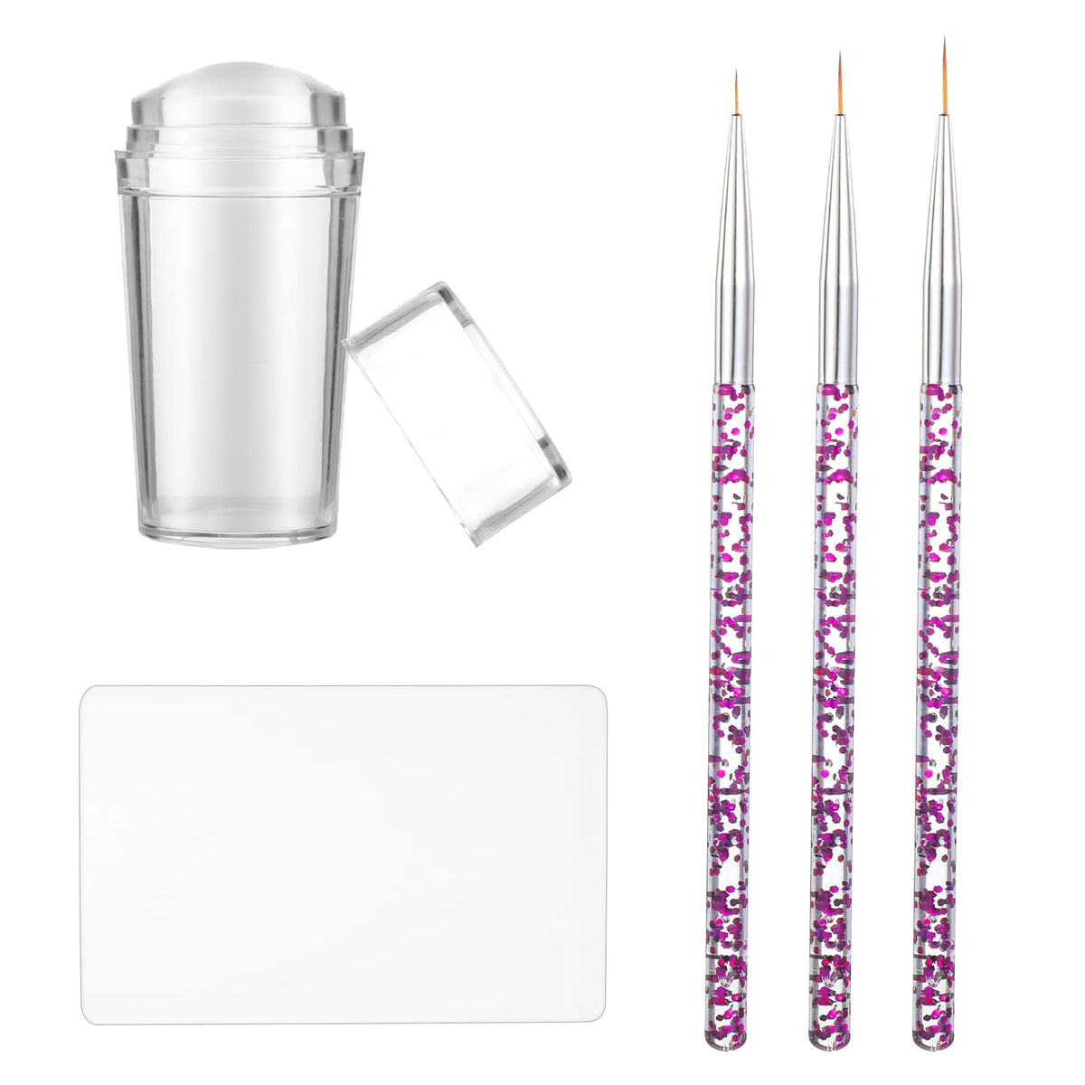 Nail Stamper Nail Printer French Tip Nail Stamp Kit Silicone Nail Art Brushes Clear Nail Art Stamper Jelly with Scraper French Nail Design Tools with 3pcs Nail Pen Brushes for Home Salon